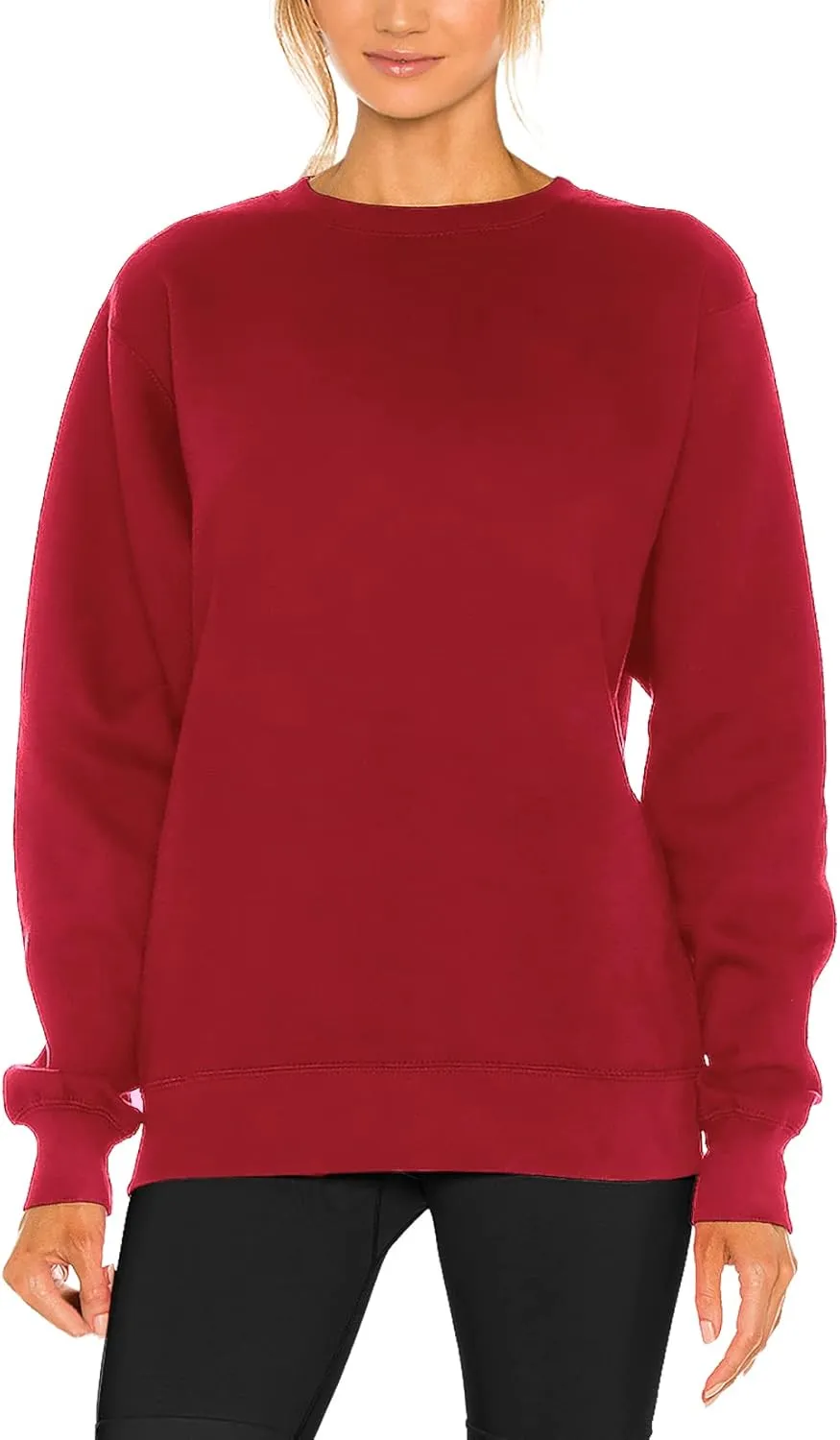 H HIAMIGOS Women's Casual Long sleeves Sweatshirt Tops Basic Loose Fit Round Neck Lightweight Tunic Pullover With Pocket