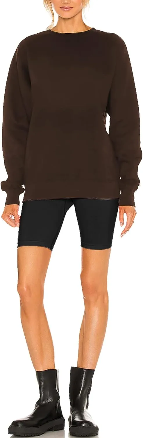 H HIAMIGOS Women's Casual Long sleeves Sweatshirt Tops Basic Loose Fit Round Neck Lightweight Tunic Pullover With Pocket