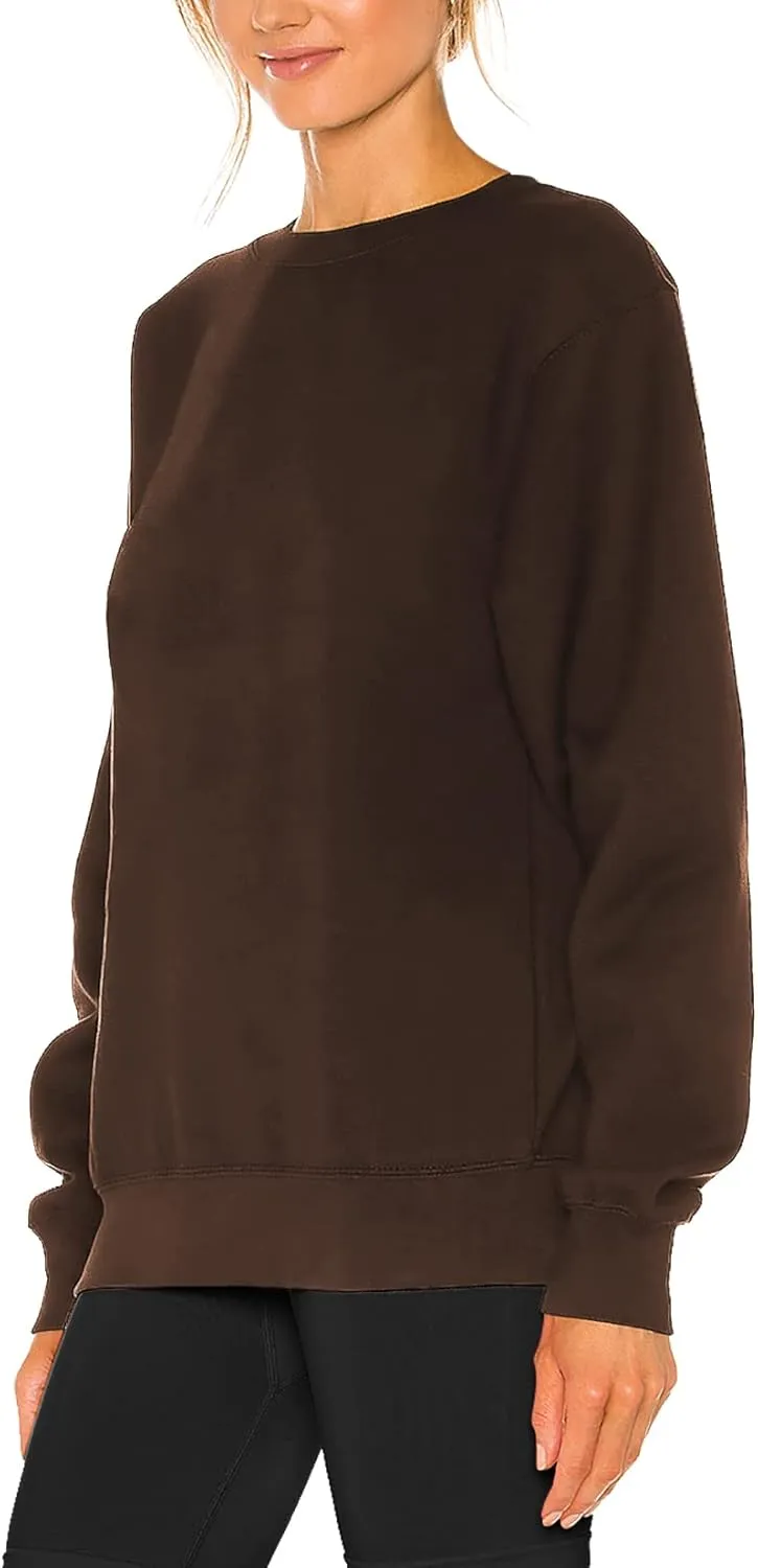 H HIAMIGOS Women's Casual Long sleeves Sweatshirt Tops Basic Loose Fit Round Neck Lightweight Tunic Pullover With Pocket