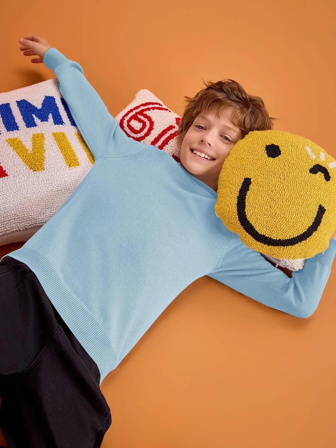 Haloumoning Boys Turtleneck Sweater Kids Fashion Long Sleeve Knit Pullover Sweaters 5-14 Years