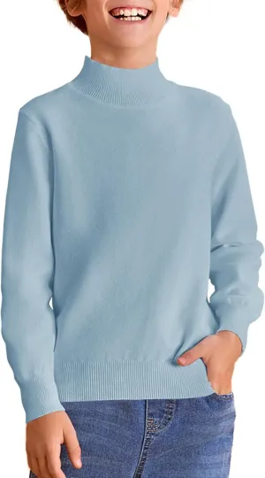 Haloumoning Boys Turtleneck Sweater Kids Fashion Long Sleeve Knit Pullover Sweaters 5-14 Years