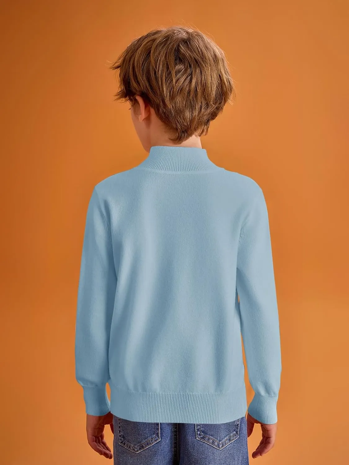 Haloumoning Boys Turtleneck Sweater Kids Fashion Long Sleeve Knit Pullover Sweaters 5-14 Years