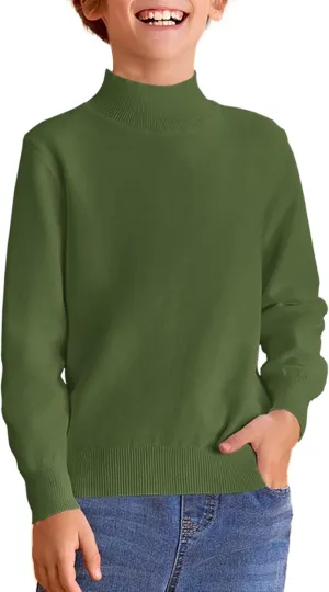 Haloumoning Boys Turtleneck Sweater Kids Fashion Long Sleeve Knit Pullover Sweaters 5-14 Years