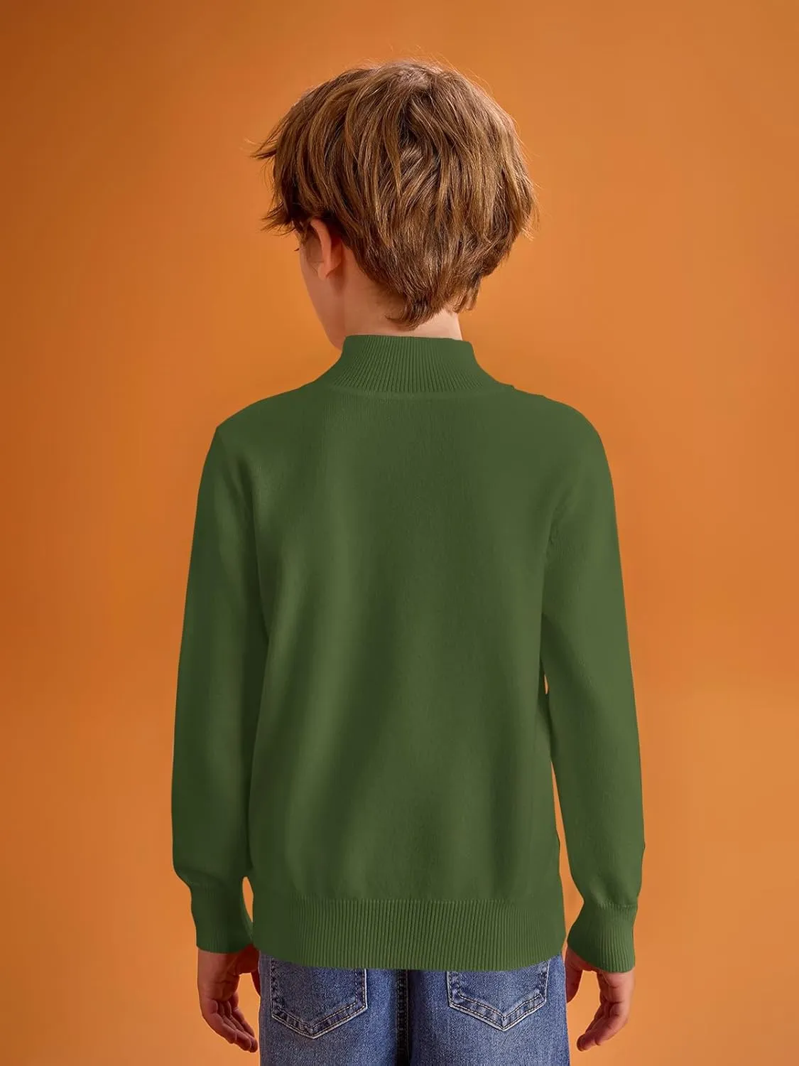 Haloumoning Boys Turtleneck Sweater Kids Fashion Long Sleeve Knit Pullover Sweaters 5-14 Years