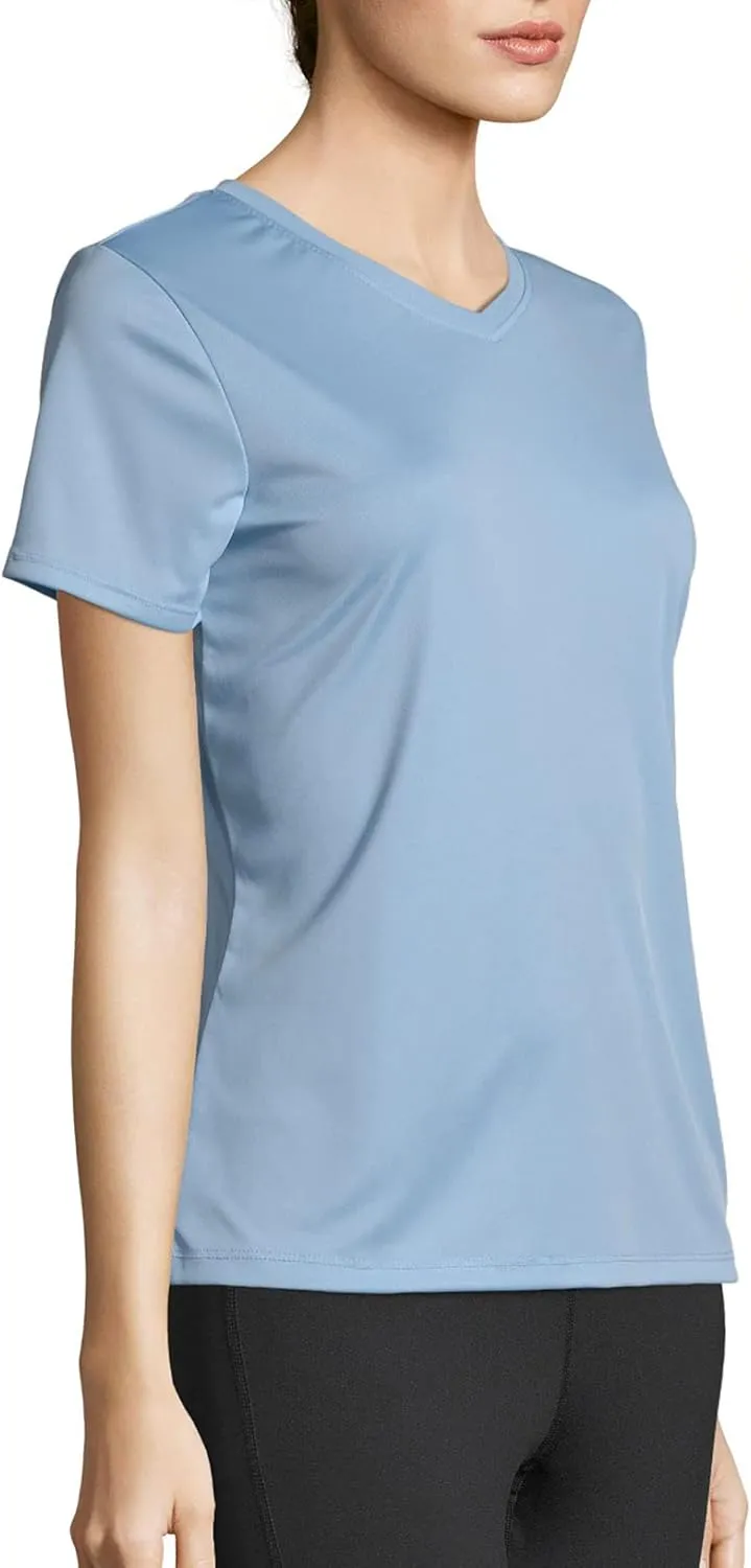 Hanes Women's Cooldri Short Sleeve Performance V-Neck T-Shirt (1 Pack)