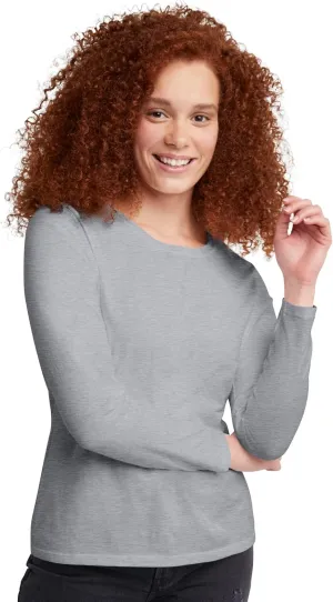 Hanes Women's Long Sleeve Cotton T-Shirt, Lightweight Crewneck Tee for Women, Modern Fit