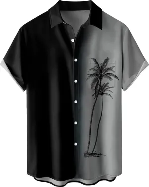 Hawaiian Bowling Shirts for Men Short Sleeve Printed Regular Fit Summer Beach Casual Button Down Aloha Shirts