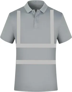 High Visibility Shirts for Men Quick Dry Safety T Shirts with Reflective Strips Short Sleeve Mesh Hi Vis Work Tops