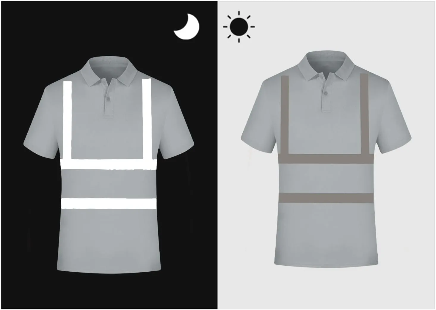 High Visibility Shirts for Men Quick Dry Safety T Shirts with Reflective Strips Short Sleeve Mesh Hi Vis Work Tops
