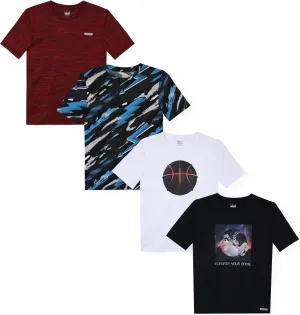 Hind Boys T-Shirts for Kids 4-Pack Tee Shirts for Boys Clothing Youth Quick-Dry Long and Short Sleeve T Shirts