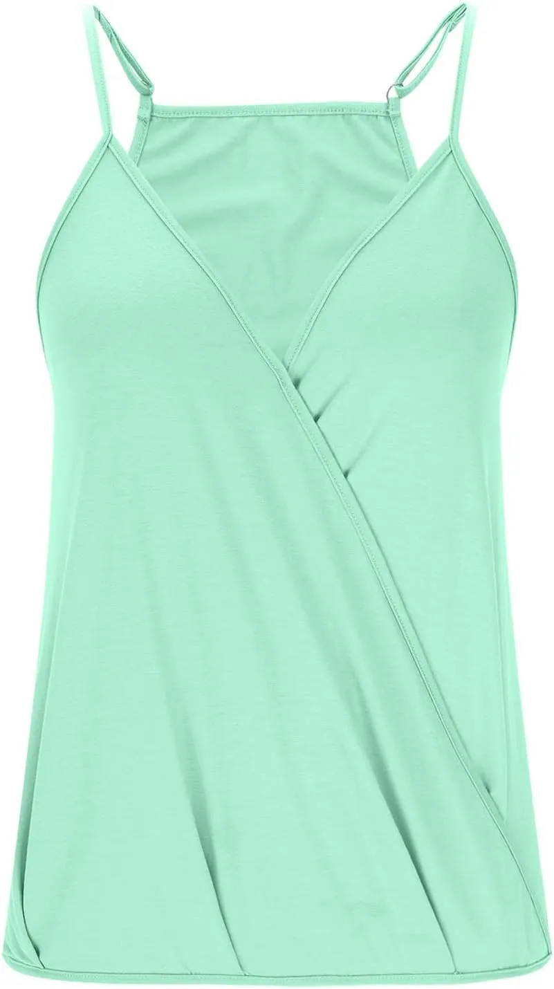 Hollow Out Wrap Sleeveless Camisole for Women Summer Vacation Loose Tank Top Sleeveless Shirt Casual Vest Tank Tops