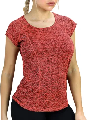 icyzone Workout Running Shirts for Women - Fitness Gym Yoga Exercise Short Sleeve T Shirts Open Back Tops