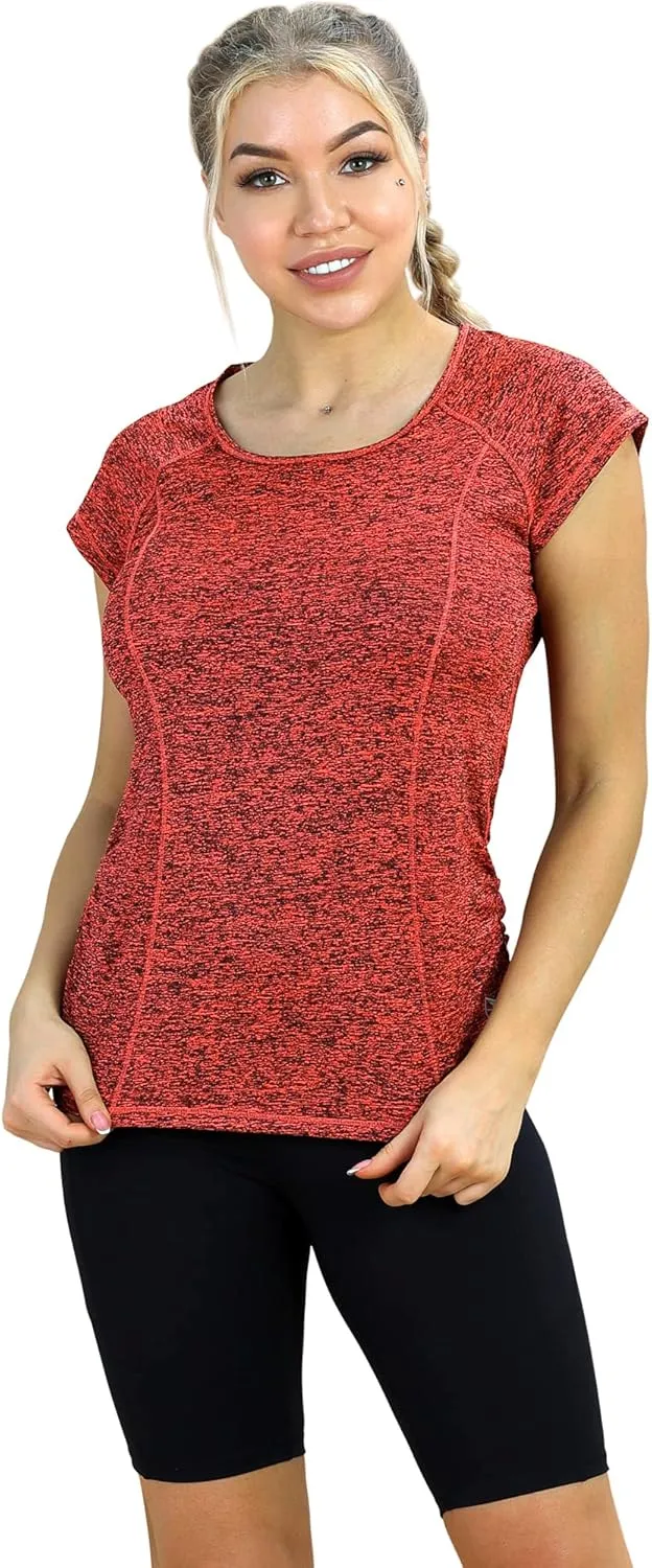 icyzone Workout Running Shirts for Women - Fitness Gym Yoga Exercise Short Sleeve T Shirts Open Back Tops