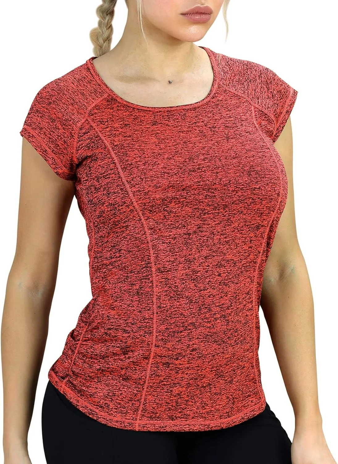 icyzone Workout Running Shirts for Women - Fitness Gym Yoga Exercise Short Sleeve T Shirts Open Back Tops
