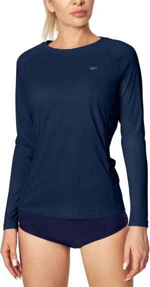 IUGA Rash Guard for Women UPF 50  SPF UV Protection Long Sleeve Workout Tops with Pockets Dry Fit Hiking Swim Shirt