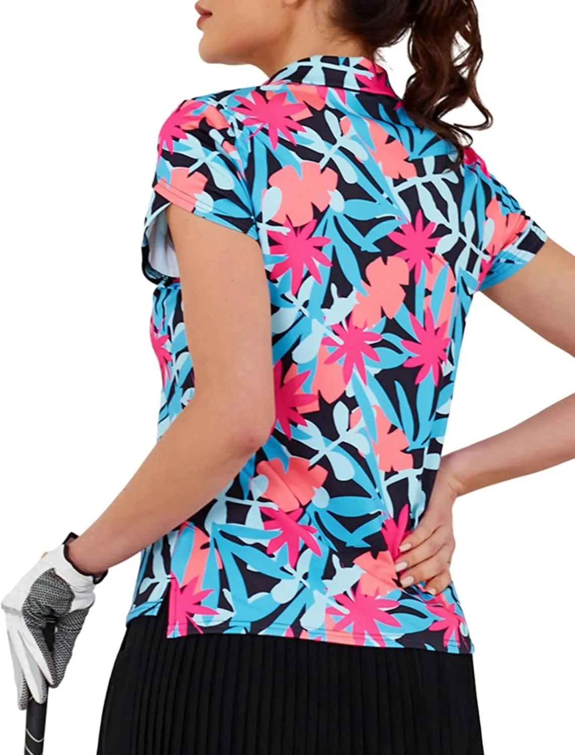 JACK SMITH Women's Golf Shirts Short Sleeve UPF50 Workout Tops for Women Moisture Wicking Dry fit Polo Shirt