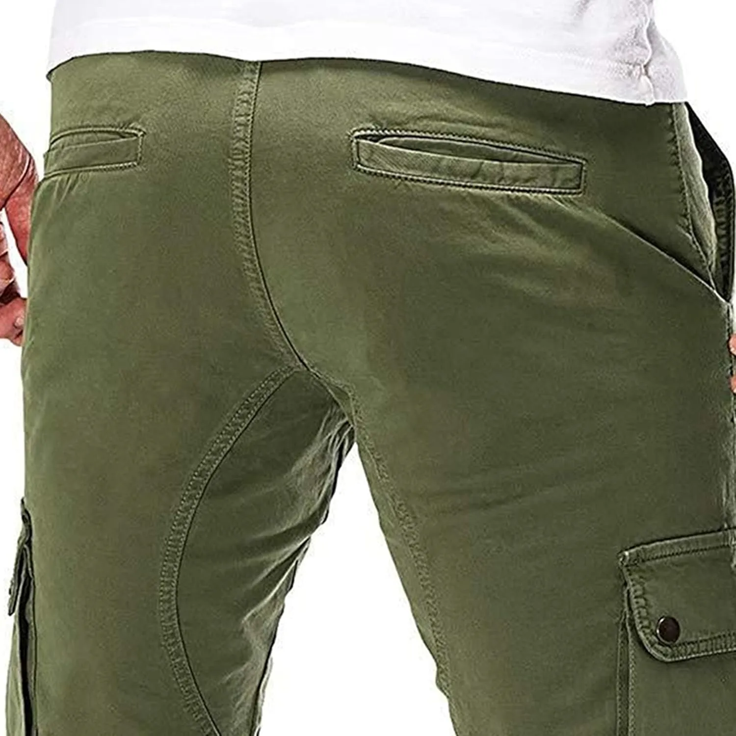 JEKE-DG Men's Slim Fit Ankle Cargo Pants Fashion Regular Casual Streetwear Pants Solid Distressed Pants with Pockets