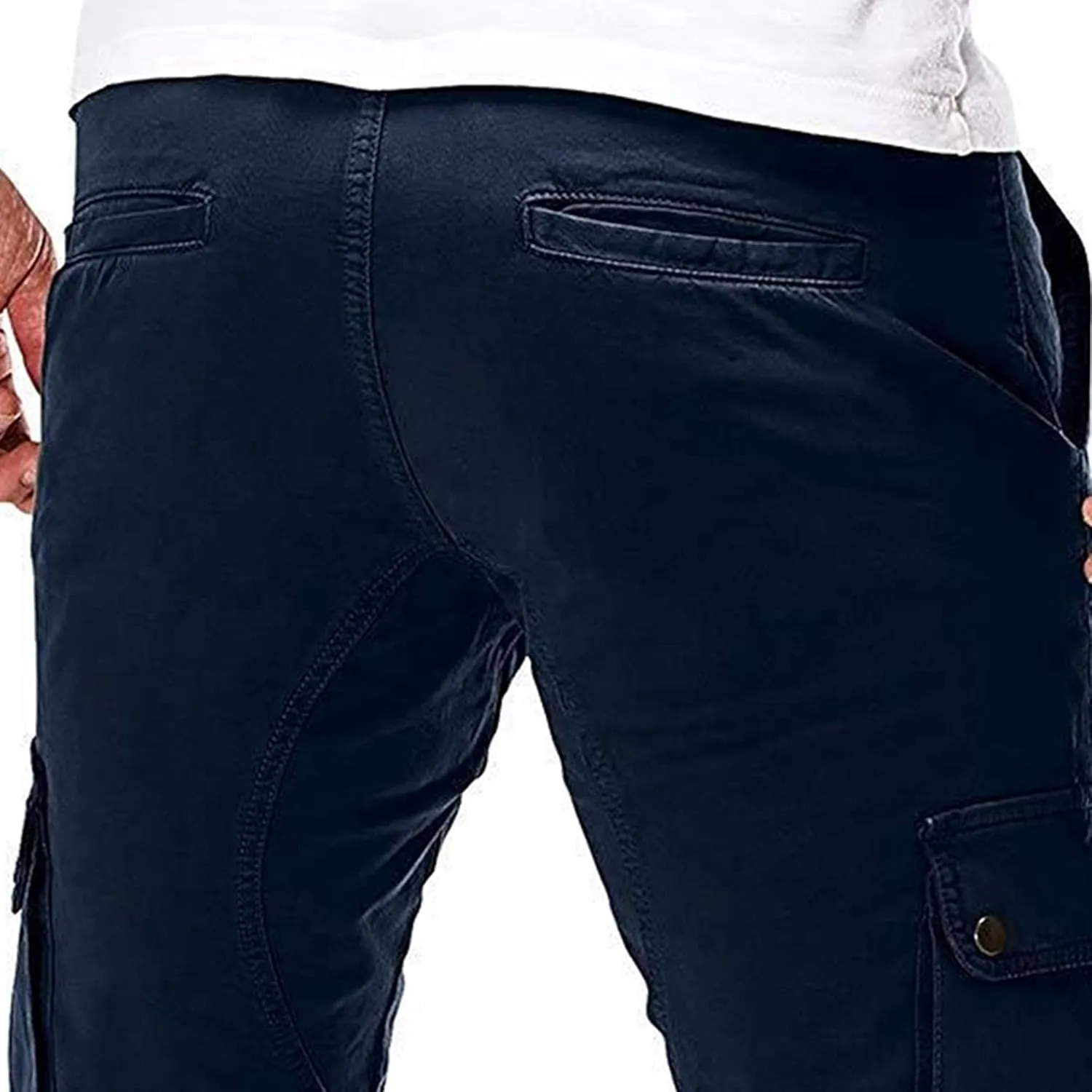 JEKE-DG Men's Slim Fit Ankle Cargo Pants Fashion Regular Casual Streetwear Pants Solid Distressed Pants with Pockets