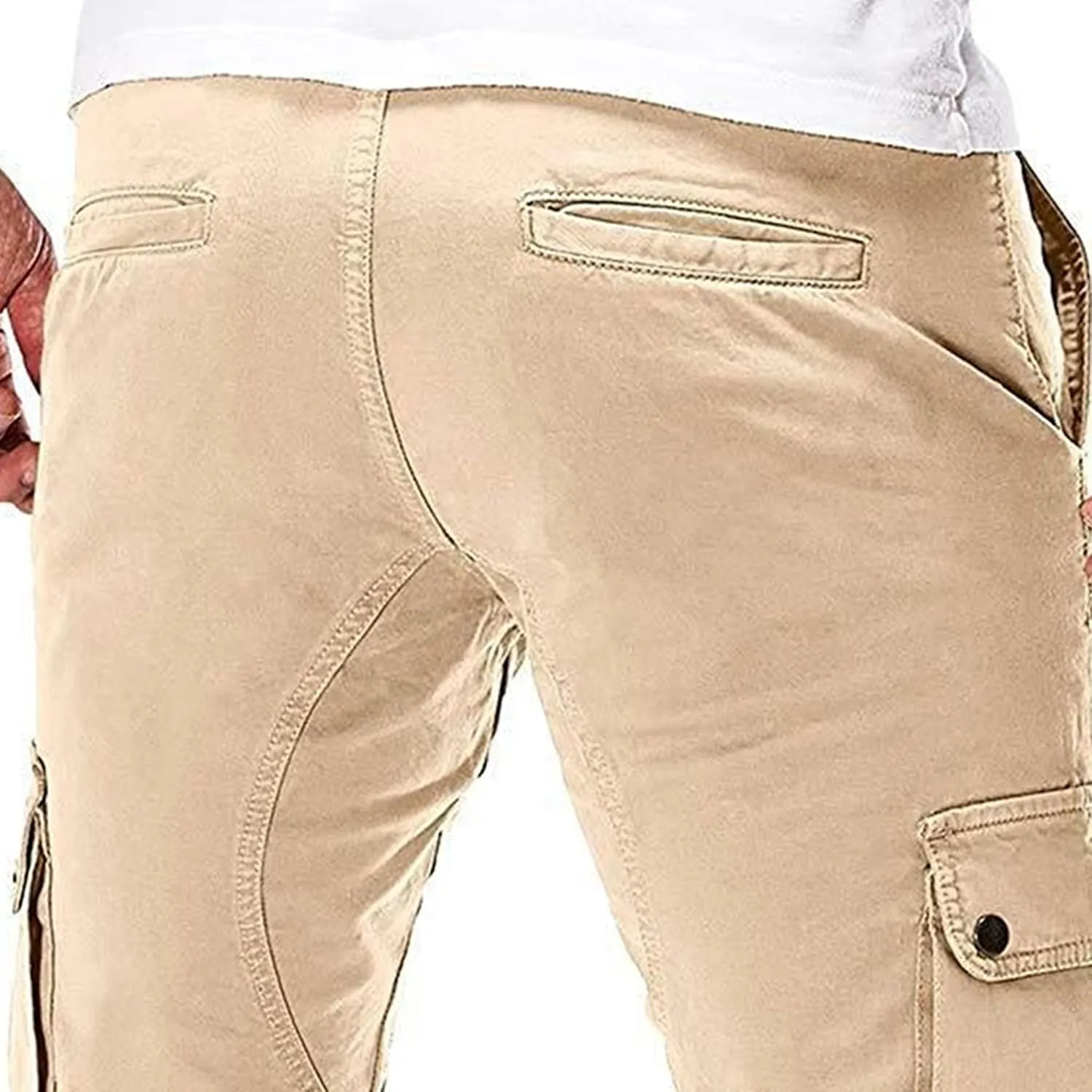JEKE-DG Men's Slim Fit Ankle Cargo Pants Fashion Regular Casual Streetwear Pants Solid Distressed Pants with Pockets