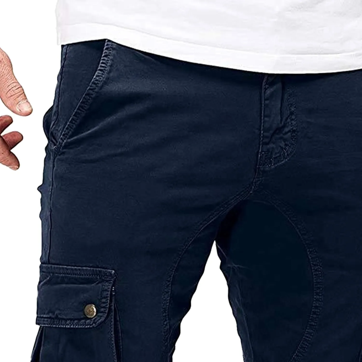 JEKE-DG Men's Slim Fit Ankle Cargo Pants Fashion Regular Casual Streetwear Pants Solid Distressed Pants with Pockets