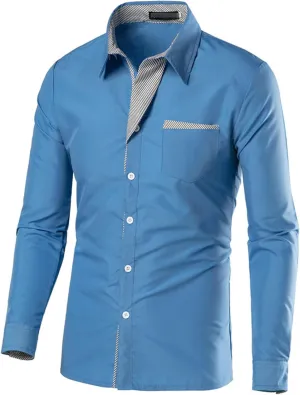 JEShifangjiusu Men's Casual Long Sleeve Button-Down Shirts Slim Fit Beach Yoga Fashion Shirts Cotton Dress Shirt with Pocket