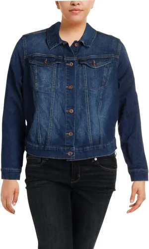 Jessica Simpson Womens Plus Denim Stretch Denim Jacket