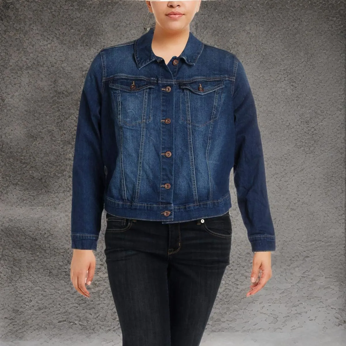 Jessica Simpson Womens Plus Denim Stretch Denim Jacket