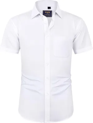 J.VER Men's Short Sleeve Dress Shirts Stretch Wrinkle Free Casual Button Down Shirts with Pocket for Business Wedding