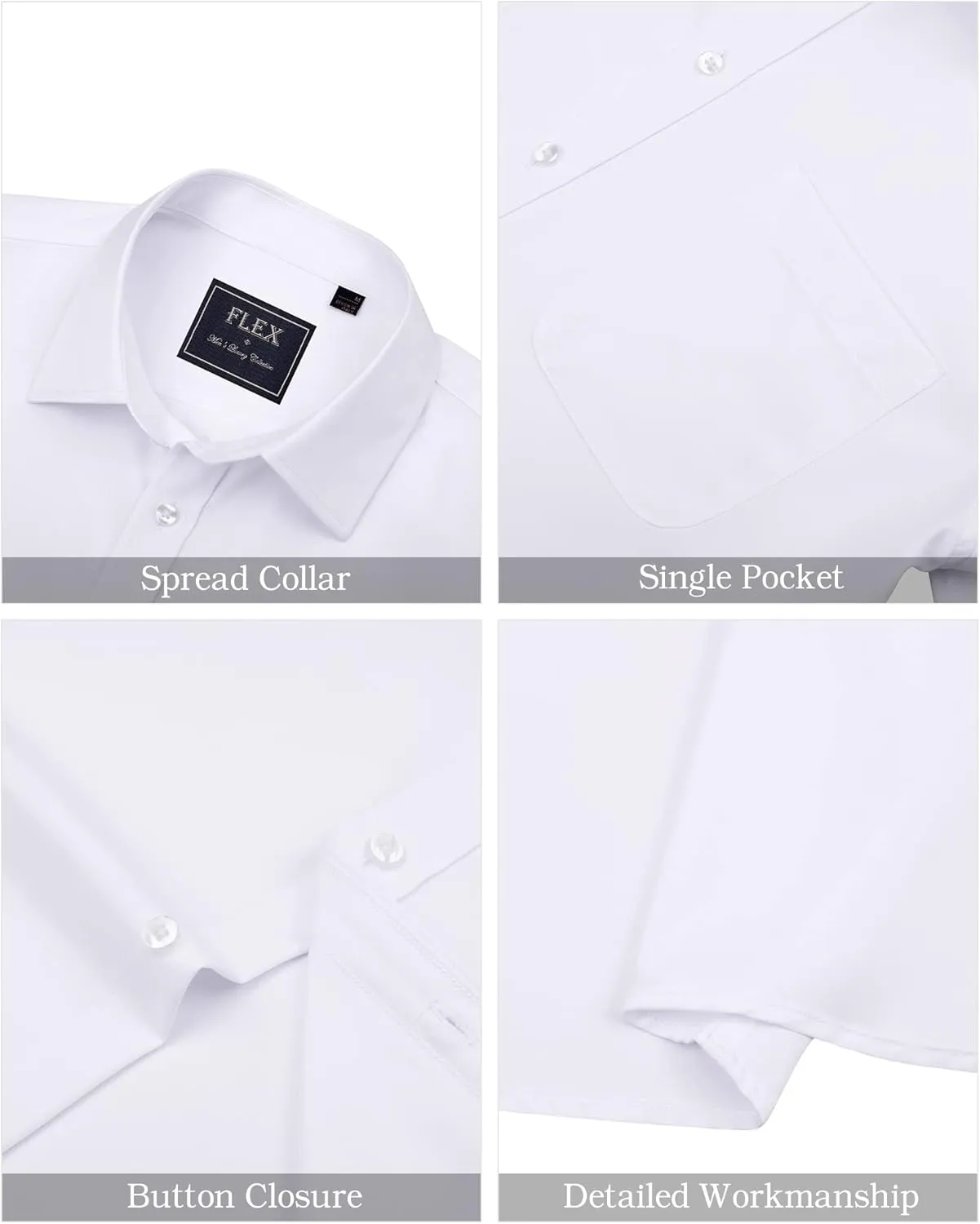J.VER Men's Short Sleeve Dress Shirts Stretch Wrinkle Free Casual Button Down Shirts with Pocket for Business Wedding