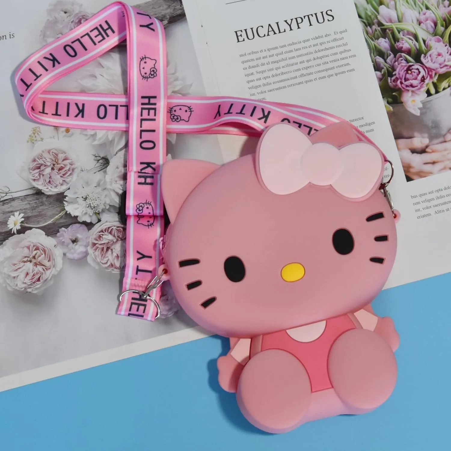 Kawaii Kitty Bag with Adjustable Shoulder Strap, Zipper Handbag Cute Kitty Coin Wallet Purse Shoulder Bag,