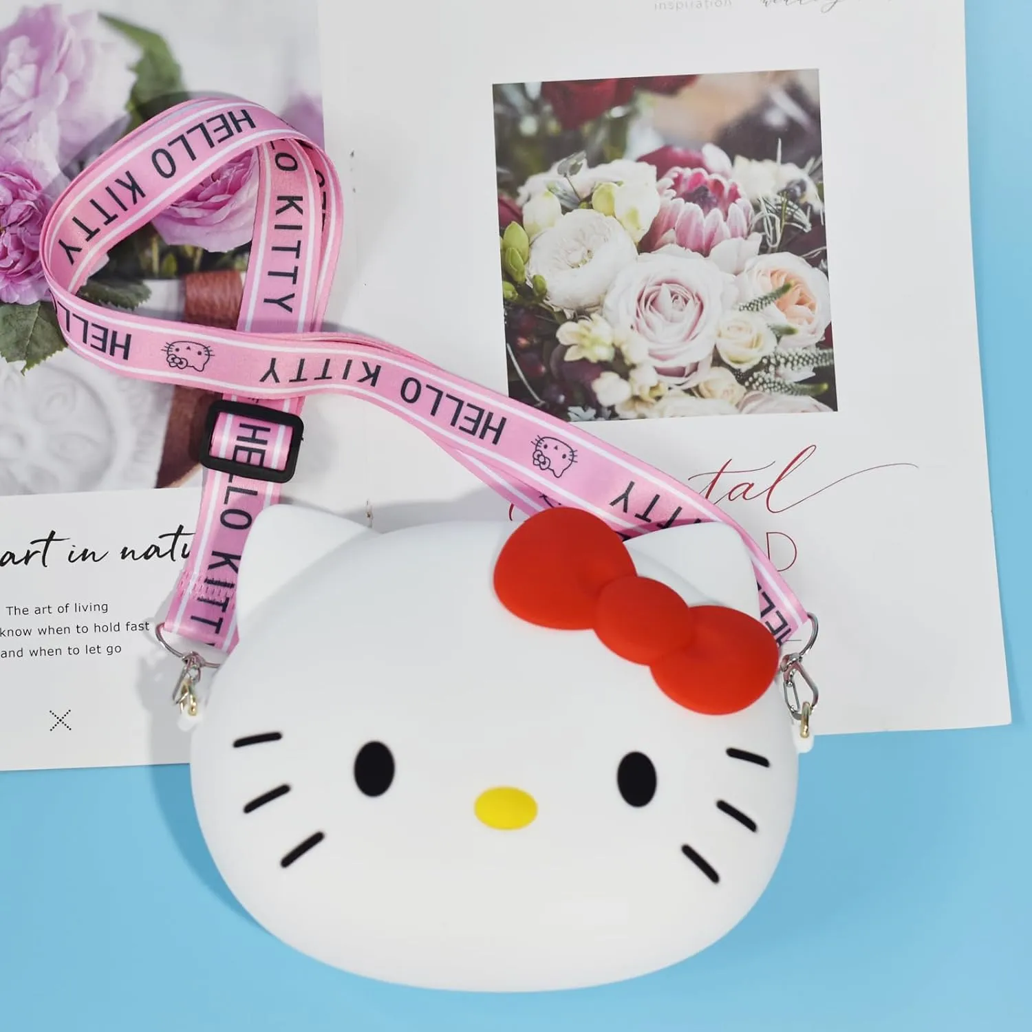 Kawaii Kitty Bag with Adjustable Shoulder Strap, Zipper Handbag Cute Kitty Coin Wallet Purse Shoulder Bag,