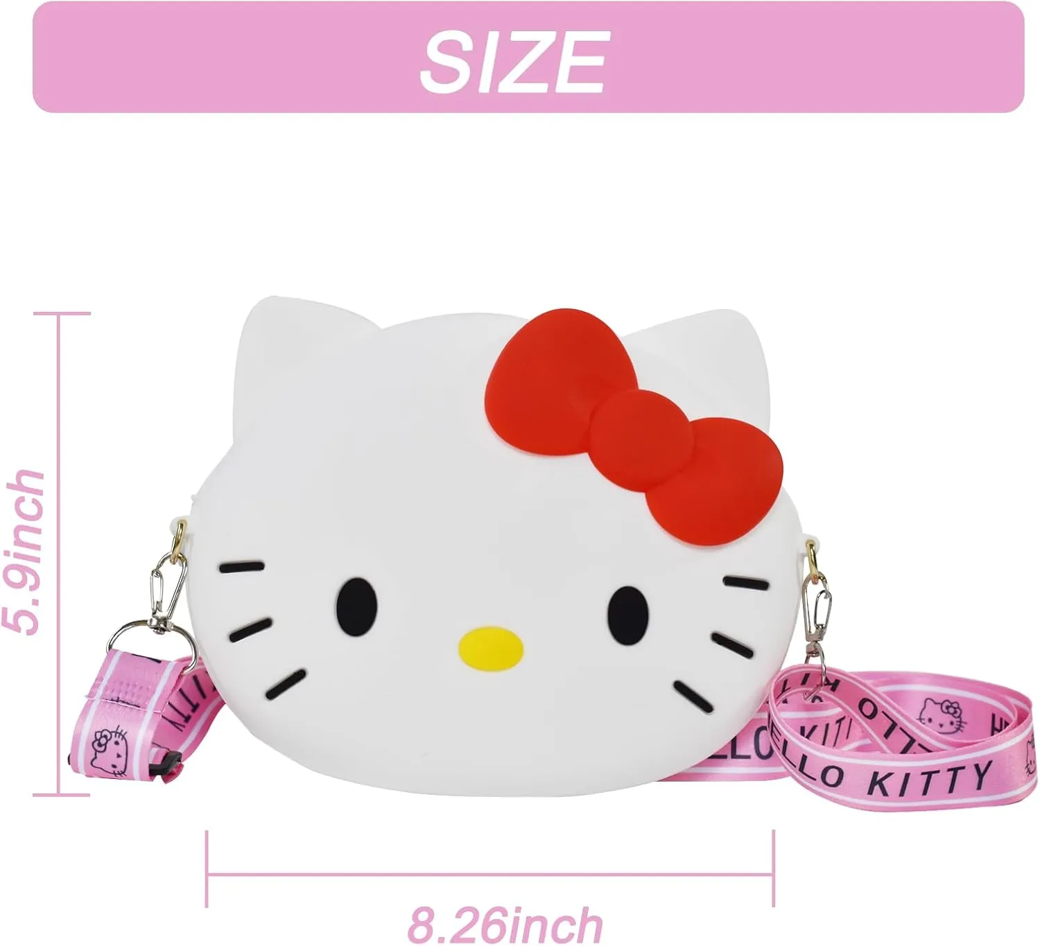 Kawaii Kitty Bag with Adjustable Shoulder Strap, Zipper Handbag Cute Kitty Coin Wallet Purse Shoulder Bag,