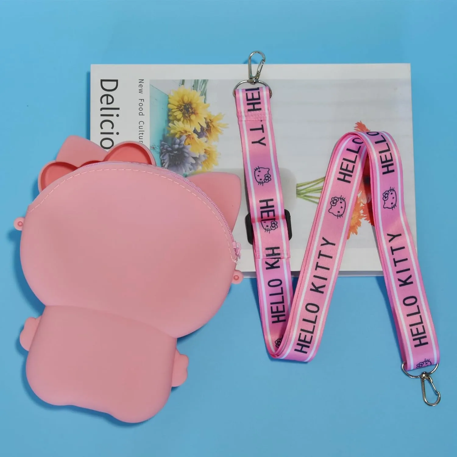 Kawaii Kitty Bag with Adjustable Shoulder Strap, Zipper Handbag Cute Kitty Coin Wallet Purse Shoulder Bag,