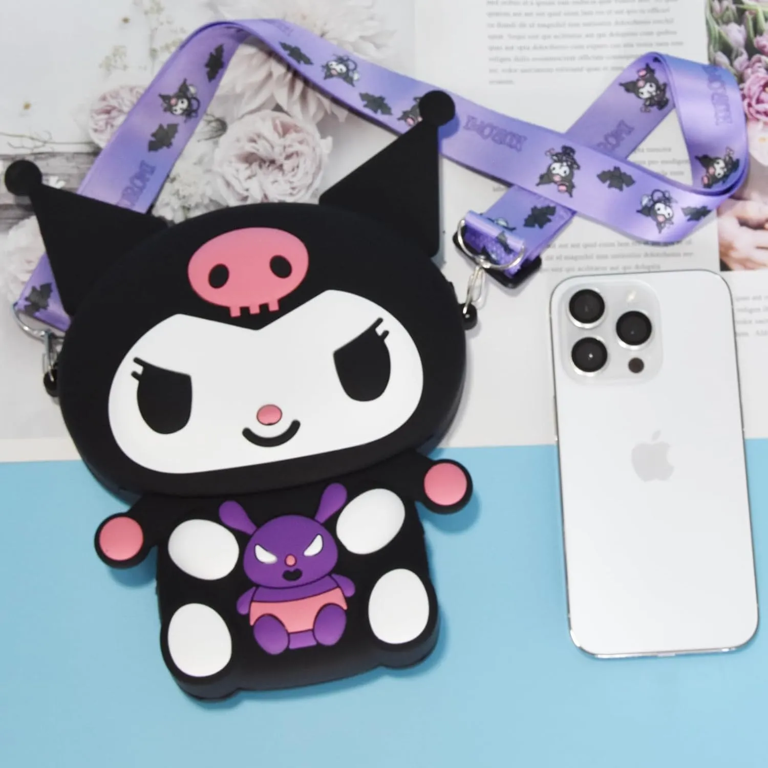 Kawaii Kitty Bag with Adjustable Shoulder Strap, Zipper Handbag Cute Kitty Coin Wallet Purse Shoulder Bag,