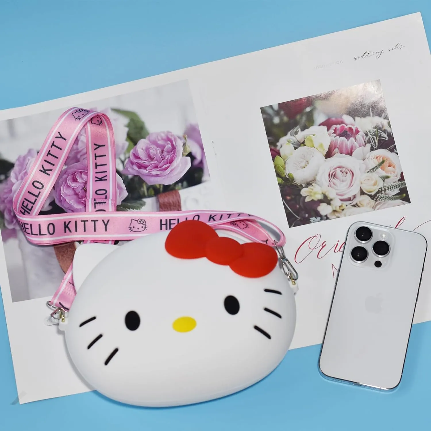 Kawaii Kitty Bag with Adjustable Shoulder Strap, Zipper Handbag Cute Kitty Coin Wallet Purse Shoulder Bag,