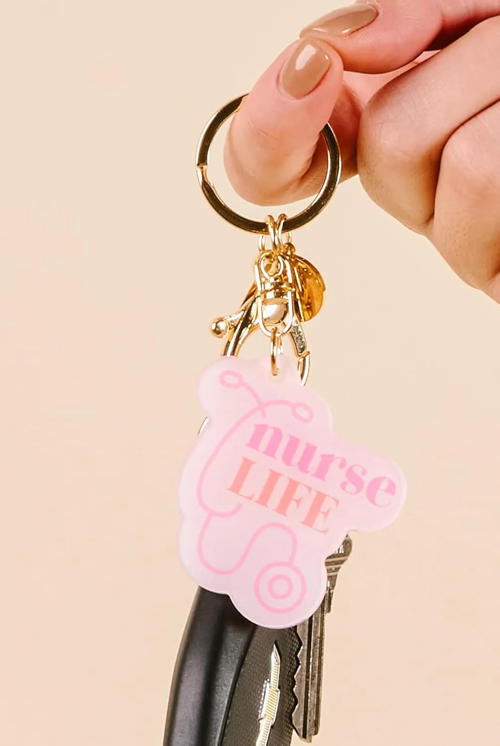 Keychain Wallet Matching Set Slim Credit Card Holder Hands Free Key Ring with Zipper Coin Pouch Gifts for Mom Teacher Nurse Appreciation Matching Accessories (Pink Bows)