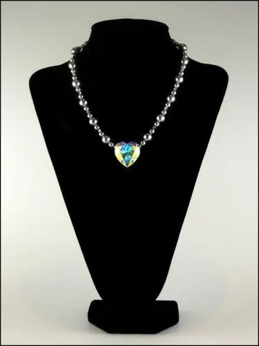 Kristine Palm Beach Swarovski Crystal AB Heart Necklace Silver