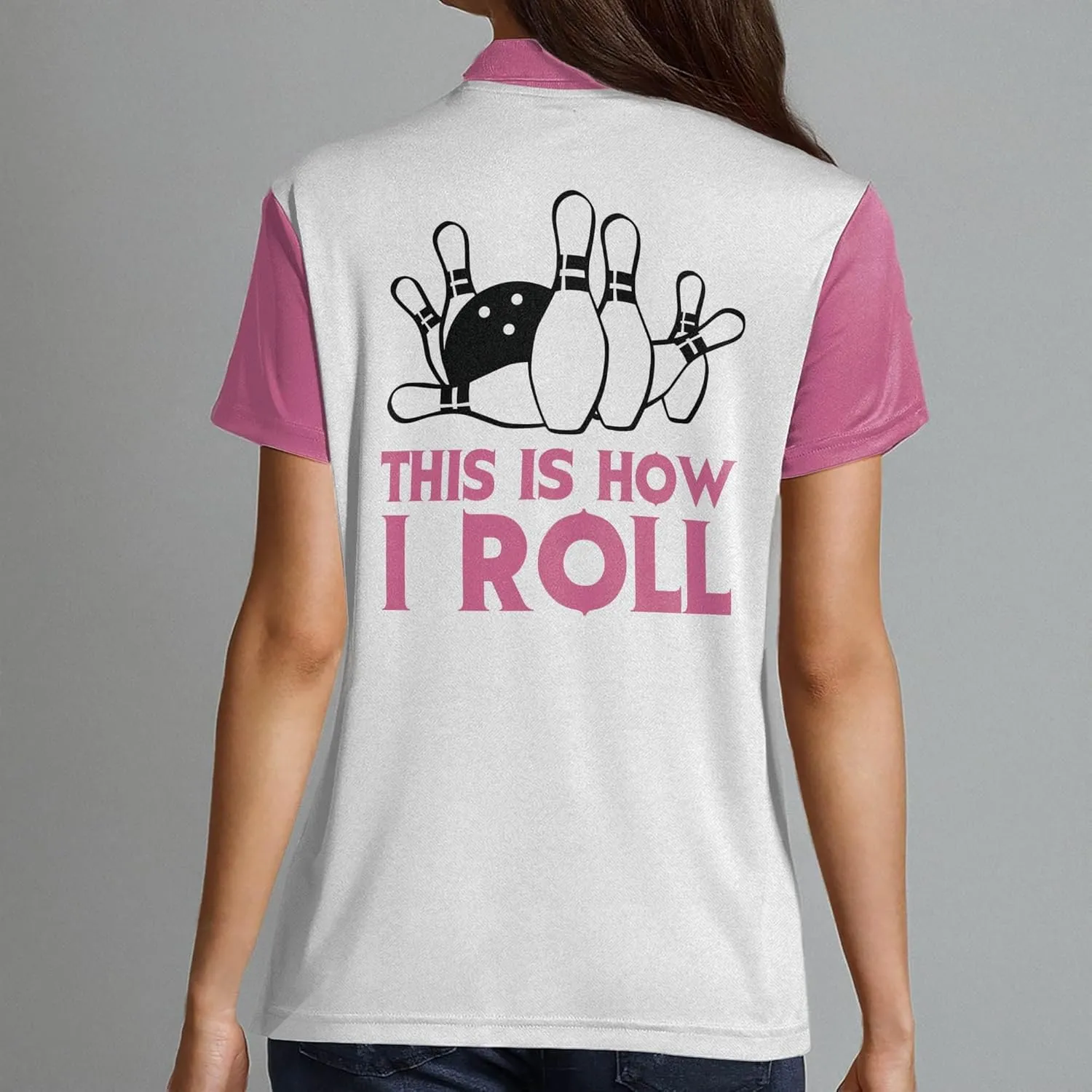 LASFOUR Personalized 3D Funny Bowling Shirts for Women, Custom Bowling Team Shirts for Women, Women Bowling Jerseys