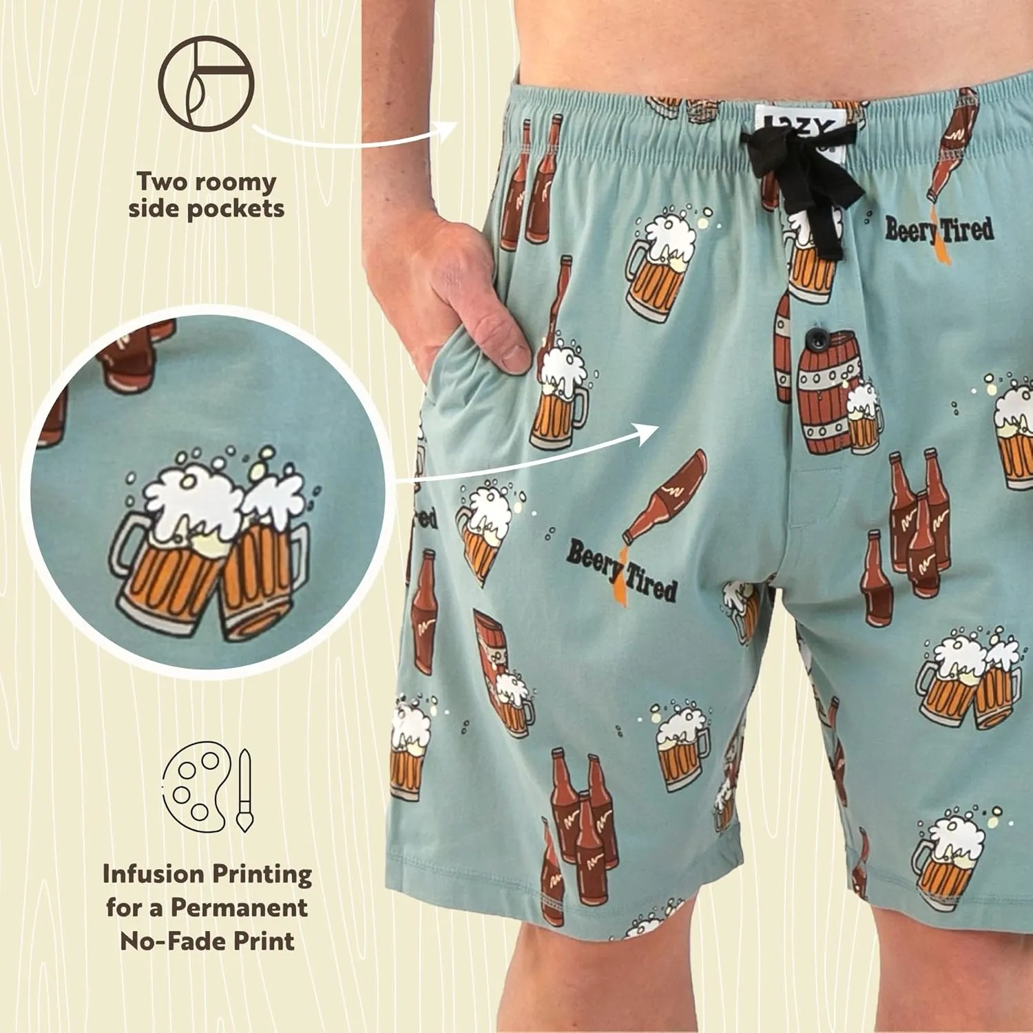 Lazy One Pajama Shorts for Men, Men's Pajama Bottoms, Sleepwear