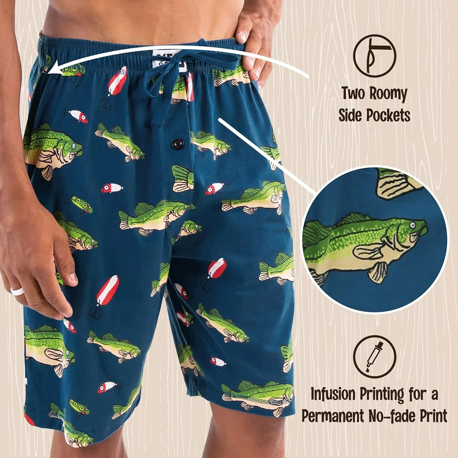 Lazy One Pajama Shorts for Men, Men's Pajama Bottoms, Sleepwear