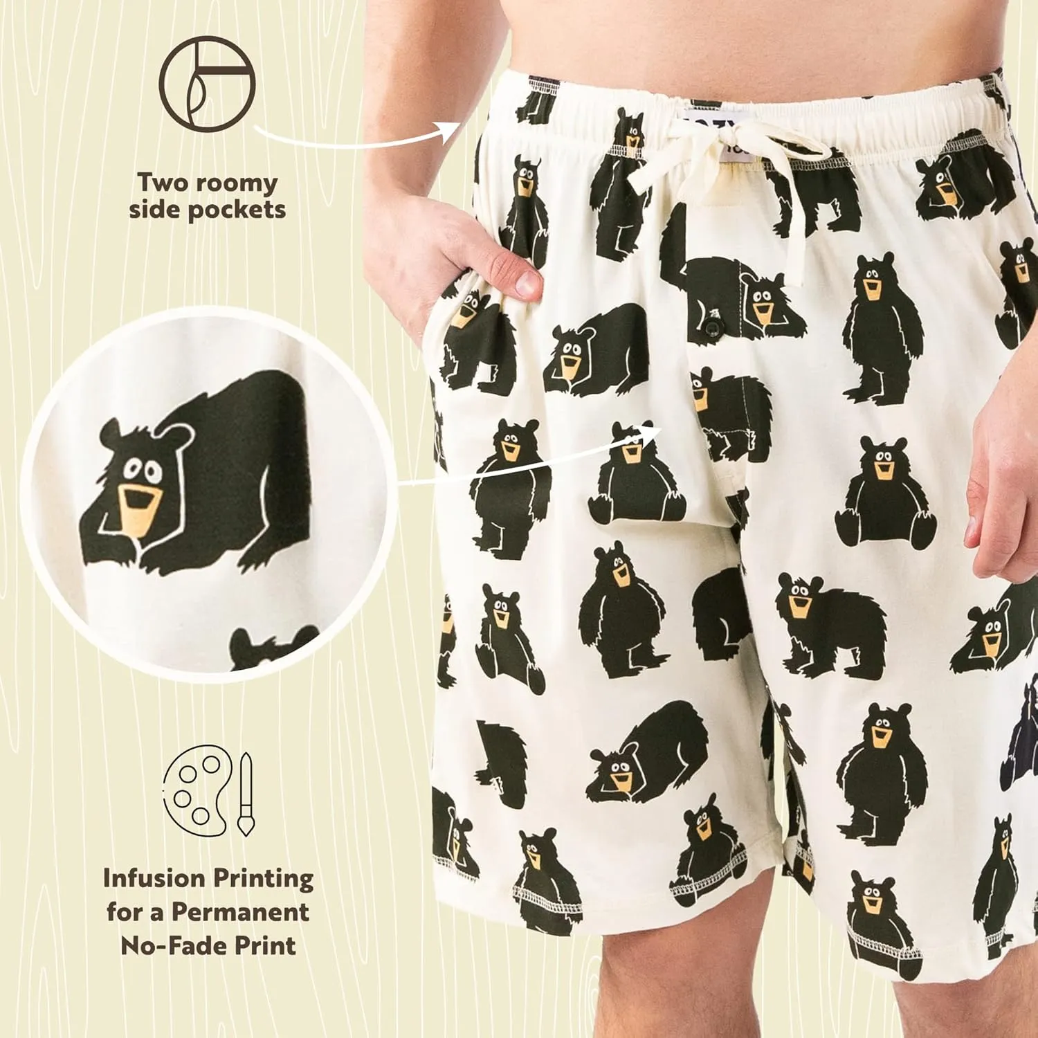 Lazy One Pajama Shorts for Men, Men's Pajama Bottoms, Sleepwear