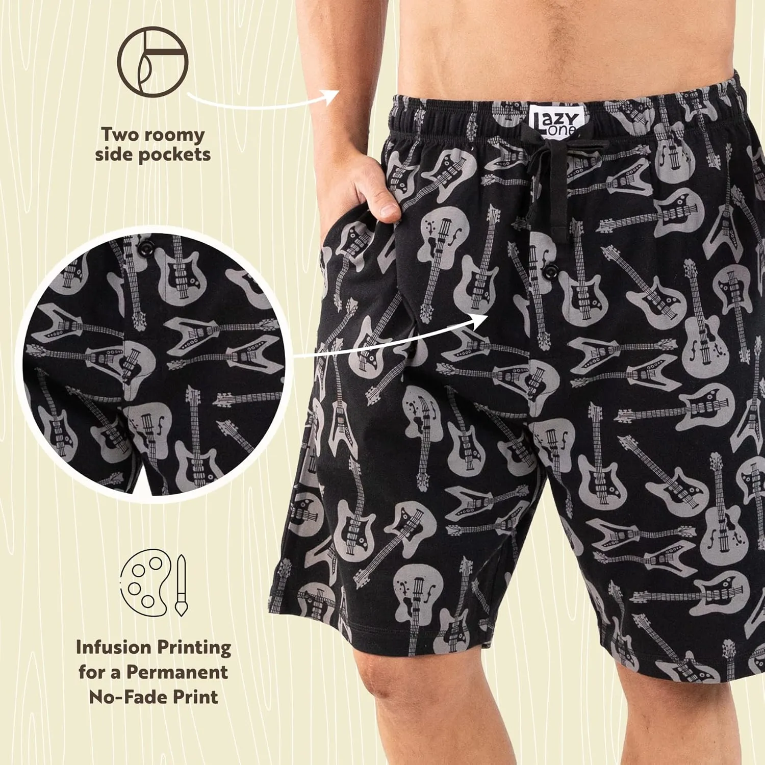 Lazy One Pajama Shorts for Men, Men's Pajama Bottoms, Sleepwear