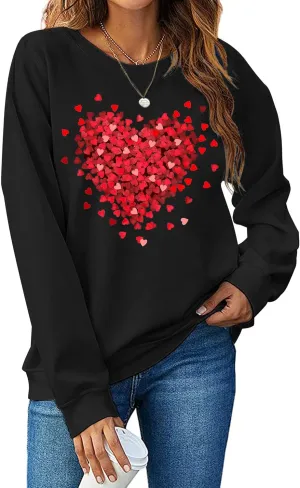 LHBNK Valentines Sweatshirt Women Love Heart Shirts Pullover Long Sleeve Tops