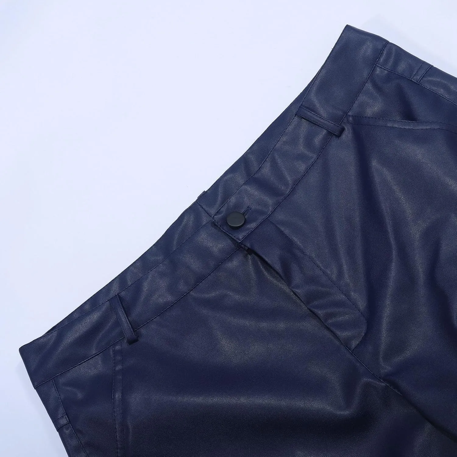 Long Retro Slim Men's Pants Autumn/Winter Punk Casual Suit Leather Leather Pants Two Piece Suit Suit Inner