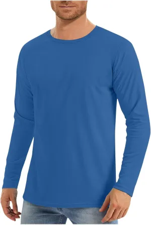 Long Sleeve Shirts for Men Sun Protection Casual Quick Dry Workout Athletic T-Shirts Lightweight Gym Tees Basic Tops