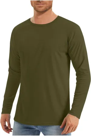 Long Sleeve Shirts for Men Sun Protection Casual Quick Dry Workout Athletic T-Shirts Lightweight Gym Tees Basic Tops
