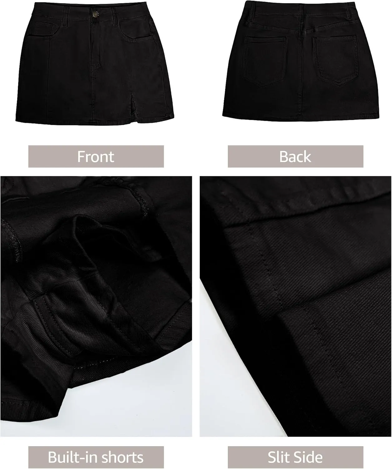 luvamia Skorts Skirts for Women Denim Mini Skirt Side Slit with High Waisted Jean Shorts Stretchy