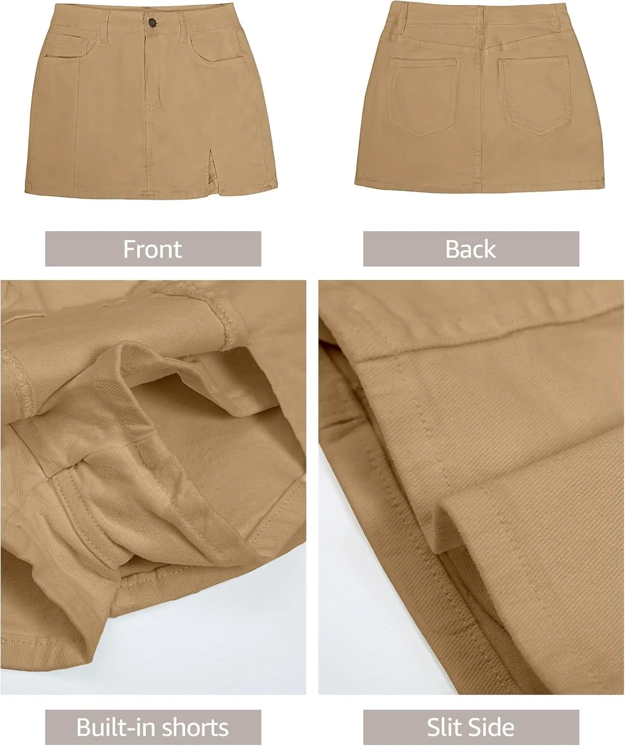 luvamia Skorts Skirts for Women Denim Mini Skirt Side Slit with High Waisted Jean Shorts Stretchy