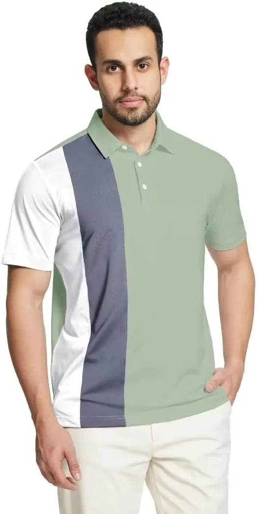 M MAELREG Mens Golf Polo Shirts Short Sleeve Dry Fit Casual Performance Moisture Wicking Color Block Polo Shirts for Men