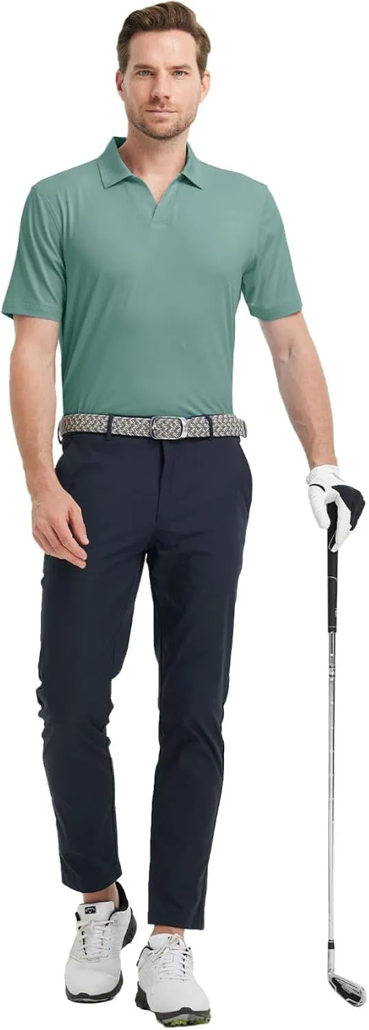 M MAELREG V Neck Polo Shirts for Men Performance Casual Moisture Wicking Mens Golf Polo Shirts Short Sleeve with Collar